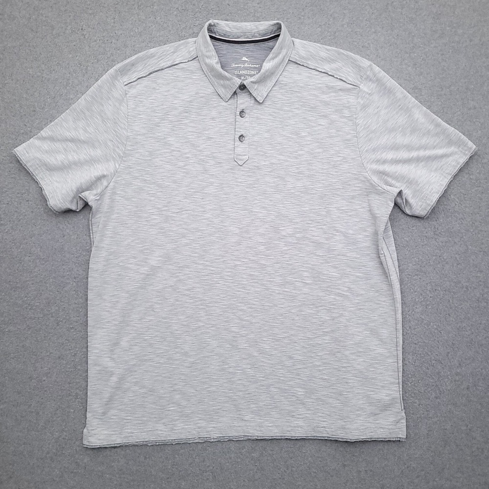 Tommy Bahama Island Zone Polo Shirt Mens XL Performance Golf Gray Short Sleeve